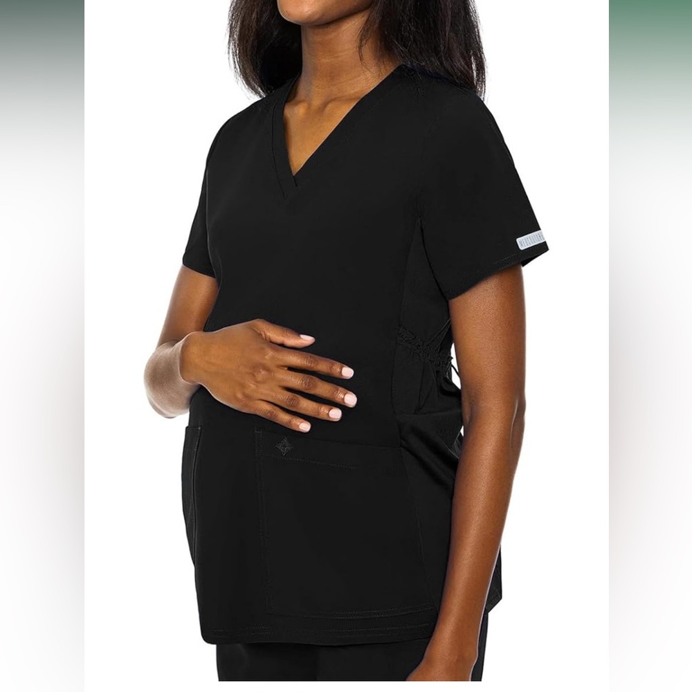 Women's Black Maternity Scrub Top